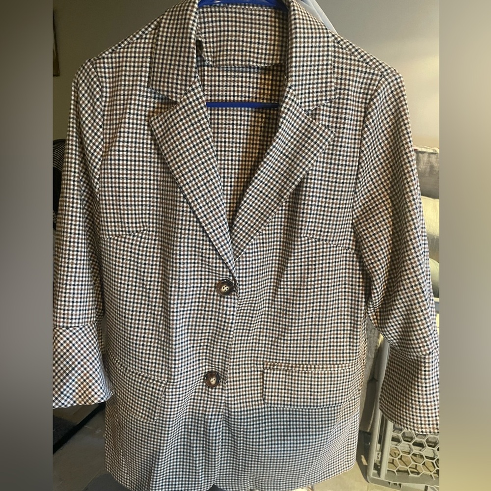 Plaid Polyester blazer